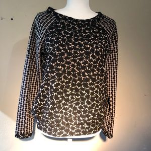 Max Studio Black and Tan Patterned Shirt Size Small